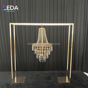 Lustre suspendu LEDA en cercle de fer, décoration de plafond pour mariage, luminaire suspendu de luxe, décor de scène pour événements et fêtes - Product Image 2