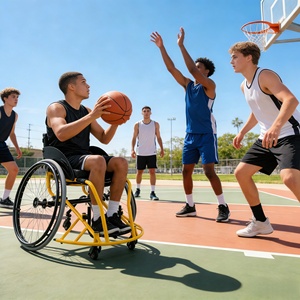 Fauteuil roulant de basketball en aluminium avec roue arrière à dégagement rapide pour les entraînements quotidiens - Product Image 1