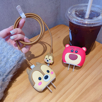 18W & 20W protecteurs de charge mignon dessin animé 3D tête de câble en silicone housse téléphone chargeur protecteur ensemble d'accessoires