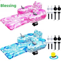 Radeau flottant gonflable électrique pour adultes, chaise longue de piscine avec porte-gobelet et dossier, lit d'eau en PVC