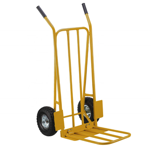 Manufacturer Orange Powder Coated Steel Sack Truck With 10 Inch Pneumatic Wheels For Heavy Load Transport Durable Performance - Product Image 1