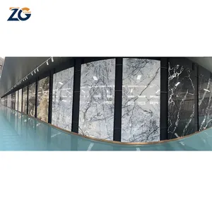 ZGSTONE Engineered Calacatta Gold White Black Marble Sintered Stone Slab Bathroom Floor Tiles Wholesale With Customized Size