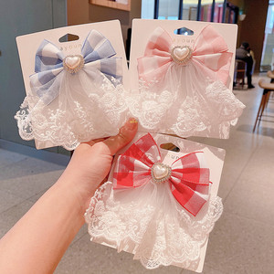 Children's princess mesh <b>bow</b> hair <b>clip</b>, girl's hair <b>clip</b>, back of head hair accessory, baby's forest style fairy hair accessory - Product Image 2