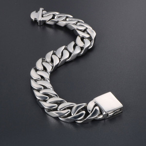Bracelet plat lisse en acier titane pour hommes, 20.5 cm, style rock, bijoux à chaîne géométrique - Product Image 3