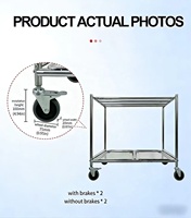 Chariot de suspension mobile à 4 roues en acier inoxydable 304 poli pour cuisines professionnelles, à un seul niveau, pour canards rôtis, oies et poulets, avec fonction de séchage