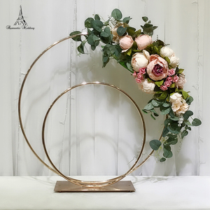 <span class=keywords><strong>Mariage</strong></span> en fer forgé Double Tube anneau étagère fond décoration arc rond fleur porte étagère accessoires de scène avec boîte d'emballage - Product Image 2