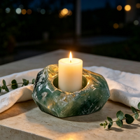 Support de Bougie en Pierre Brute de Fluorite Verte Naturelle, Poli, pour Décoration Spirituelle et Méditation, Vente en Gros