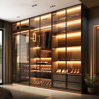Armoire de rangement pour vêtements en acier inoxydable et verre, design moderne et élégant, armoire modulaire, placard, Jerome Custom