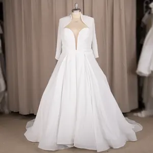 9191# Elegant Sweep Train 100% Real Photos Sample Two Pieces Sweetheart A-Line Chiffon Pleating Wedding Dress Bride Gown