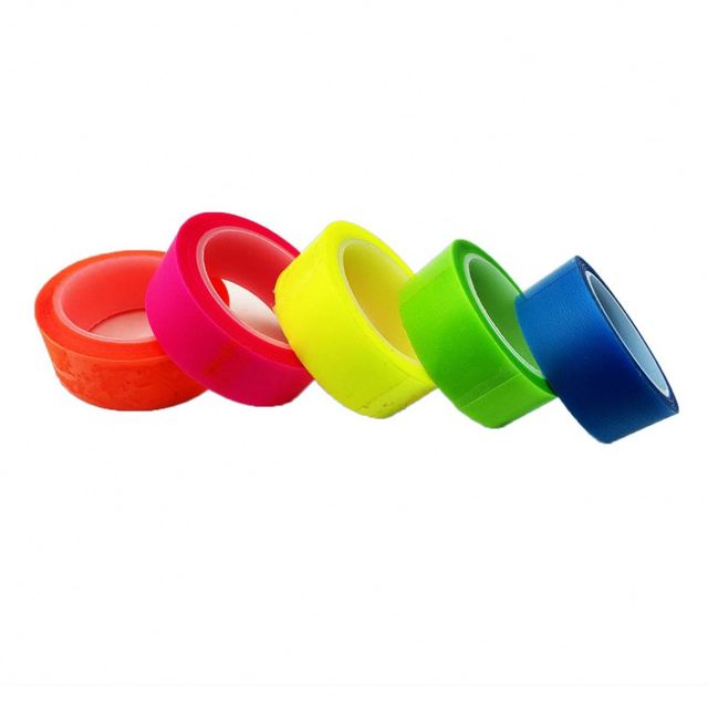 13mm Fluorescent PET Marking Tape Free-Tear Sticky Note Index Stickers 5 Pcs/Set for Students Transparent Office Use Extremely