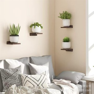 Estante de pared de madera rectangular de 1 nivel, estante de almacenamiento duradero para exhibir artículos de baño - Product Image 1