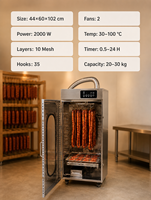 Déshydrateur Commercial Rotatif en Acier Inoxydable pour Viande, Machine à Sécher les Saucisses 2000W 220V, Déshydrateur Suspendu pour Bacon et Viande Séchée