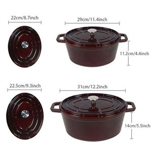 <span class=keywords><strong>Cocotte</strong></span> de cuisine en fonte émail, modèle vin rouge bordeaux, réchaud ovale, <span class=keywords><strong>four</strong></span> néerlandais - Product Image 2