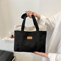 Sac à bandoulière en toile de calicot réutilisable avec logo personnalisé, couleur contrastée, sac fourre-tout en toile avec plusieurs poches, grande capacité