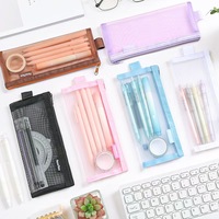 Trousse à crayons transparente en nylon pour étudiants, personnalisable, design unique, 20,5x9cm, pour rangement de fournitures scolaires