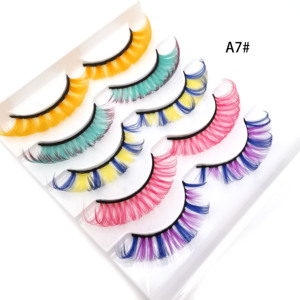 Ciglia di <span class=keywords><strong>visone</strong></span> fatte a mano 16mm drammatiche in fibra di plastica viola Logo personalizzato 3D colori stile striscia intera per feste ciglia finte - Product Image 5