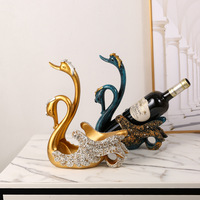 Statue de cygne doré de luxe en résine avec strass, porte-vin pour décoration de table de salon