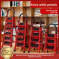 Échelle télescopique pliante en acier moderne rouge à 2-6 marches, échelle d'escalade domestique multi-usages