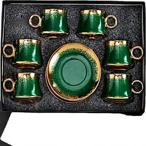 यूरोपीय शैली रंग की चमक सिरेमिक मग हैंडल के साथ 12-टुकड़ा सोने की प्लेटेड अनुकूलन दोपहर चाय कप सेट - Product Image 5