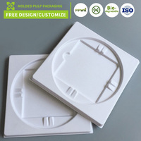 Plateau d'insertion en bagasse biodégradable, écologique, pressé à l'état humide, blanc, circulaire, pour emballage de produits électroniques en pâte de cellulose