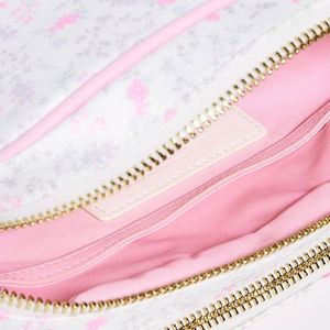 Trousse de Maquillage Florale Écologique Grande Capacité Personnalisable, Pochette Double Fermeture Éclair Pliable, Imperméable, Style Preppy, Portable pour Voyage - Product Image 2