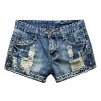 Shorts en jean pour femmes, déchirés et effilochés, micro-mini, pour un look de sortie en bord de mer