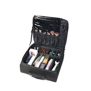 กระเป๋าจัดระเบียบเครื่องสำอางผ้าอ๊อกซ์ฟอร์ดสีดำ ปิดด้วยซิป พร้อมชั้นเสริมสำหรับจัดเก็บเครื่องสำอางสำหรับเดินทาง - Product Image 2