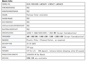 Lámina <span class=keywords><strong>de</strong></span> Laminado <span class=keywords><strong>de</strong></span> Alta Presión (HPL) con Aspecto <span class=keywords><strong>de</strong></span> Madera y Mármol, Resistente al Fuego, <span class=keywords><strong>para</strong></span> Gabinetes, <span class=keywords><strong>Mesas</strong></span>, Bancos <span class=keywords><strong>de</strong></span> Trabajo, Muebles, Paneles <span class=keywords><strong>de</strong></span> Pared, <span class=keywords><strong>Tableros</strong></span> <span class=keywords><strong>para</strong></span> Exteriores - Product Image 6