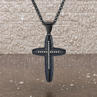 Collier tendance pour couple en acier inoxydable étanche avec chaîne à maillons, croix incurvée et zircon, bijou de mode