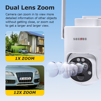 SECTEC HD 2 Objectif 12X Zoom 4G GSM Caméra Solaire Sans Fil Sécurité PTZ Caméra IP65 Extérieure Étanche Détection Humaine CCTV Système IP