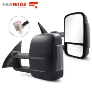 FARWIDE Power Glass Black Indicator Rear View Side Towing Mirror For Toyota Prado 150 Series 2009 +