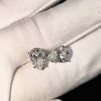 Boucles d'oreilles personnalisées en argent 925 plaqué rhodium avec diamants Moissanite taille poire couleur D VVS certifiés GRA