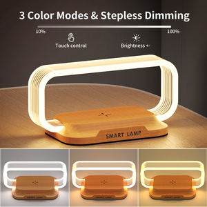 Atmosphere <b>Light</b> Touch Control 3CCT LED <b>Plug</b>-In Modern Rectangle Bedroom Night <b>Light</b> 10W Fast Wireless Charger Stepless Dimming - Product Image 4