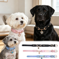 Collier pour chien en polyuréthane confortable et tendance, orné de strass étincelants en forme de cœur, pour petits chiens de race, térériers.