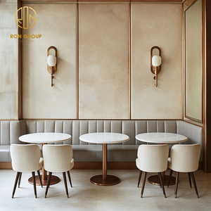 Canapé d'angle moderne en cuir et marbre, table et chaises pour café-<span class=keywords><strong>restaurant</strong></span>, mobilier de canapé d'angle pour café - Product Image 3