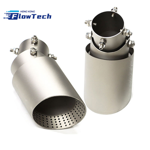 Punta de escape universal de malla de acero inoxidable cepillado para silenciador de tubo curvado hacia abajo para modificación de automóviles - Product Image 2