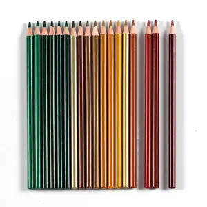 木制绘画彩色铅笔高品质彩色铅笔套装36支儿童棕色和绿色系列绘画艺术铅笔
