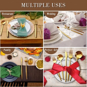 Vente en gros de 5 pièces de couverts en acier inoxydable doré pour restaurant, couverts allemands, cuillères, fourchettes, couteaux, or mat, couverts portugais - Product Image 6