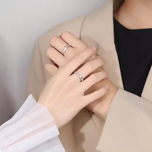 Anillos De Pareja <b>Silver</b> Plated Plain Pattern Texture Open Couple <b>Ring</b> Wedding <b>Ring</b> <b>Adjustable</b> Open Wedding Couple <b>Ring</b> - Product Image 4