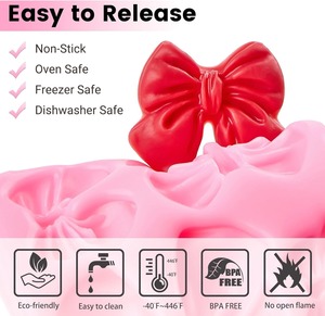 Lot de 4 moules en silicone pour fondant en forme de nœud fraise, pour la pâtisserie de fruits, la décoration de gâteaux, les décorations de cupcakes, le chocolat, les bonbons, les bougies et la pâte à modeler - Product Image 5