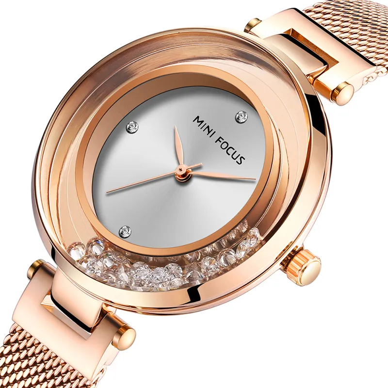 นาฬิกาผู้หญิงหรูหราหรูหราสายนาฬิกาควอตซ์บางเฉียบกันน้ำนาฬิกาควอทซ์ญี่ปุ่นสำหรับผู้หญิง