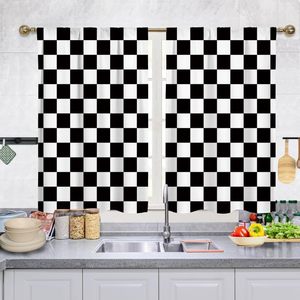 Ohocut Rustic Farmhouse Serviettes de cuisine Noir et blanc à carreaux Vintage Petit rideau de cuisine - Product Image 5