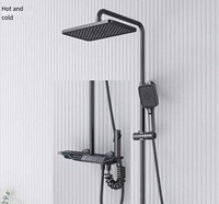 Ensemble de douche gris pistolet touches de piano entièrement en cuivre Salle de bain bain à température constante affichage numérique avec lumière ambiante