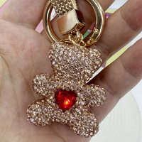 Porte-clés professionnel personnalisé en alliage de zinc, motif ours, design vintage tendance, avec strass et cristaux, pour accessoires de voiture et sacs
