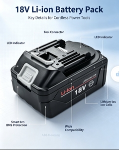 Batterie de remplacement 18V 5.0Ah à électrolyte solide LiNiMnCoO2 compatible avec les outils électriques sans fil 18V, 500 cycles - Product Image 1