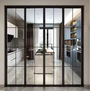 仿古风格铝玻璃门用于房间铝门阳极氧化滑动门