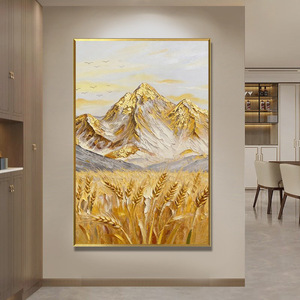 Golden Mountain Oil <b>Painting</b> Hand Painted <b>Framed</b> Impressionism Landscape Art <b>For</b> Living Room Entrance Hall Decor - Product Image 4