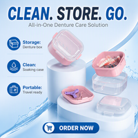 Boîte de nettoyage pour prothèses dentaires double couche avec panier de drainage pour appareils dentaires, gouttières Invisalign et autres dispositifs buccaux