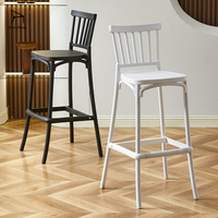 EaseNeat Chaises de bar modernes en plastique à bas prix empilables tabourets hauts à dos croisé noir comptoir pour salle à manger salon hôtel