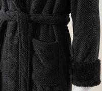 Peignoir d'hiver pour homme en chenille texturée effet diamant, doublure Sherpa, poignets reversibles, marque privée, vente en gros